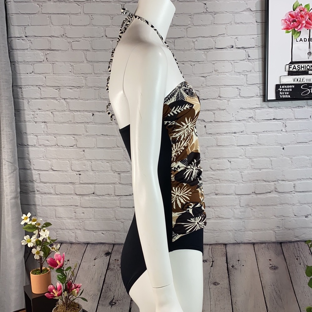 LA BLANCA Black/Brown/Cream 1pc Swimsuit Size: 8 - Picture 8 of 17